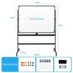 Magnetinė pasukama dvipusė rašomoji lenta 90 x 120 cm (Juoda ir balta)