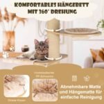 Daugiaaukštė katės draskyklė su hamaku ir guoliu (Smėlio)