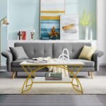 Modernus svetainės staliukas su marmuro imitacijos stalviršiu (Balta)