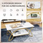 Modernus svetainės staliukas su marmuro imitacijos stalviršiu (Balta)