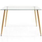 Modernus 110 x 70 cm valgomojo stalas su stiklo stalviršiu (Skaidri)
