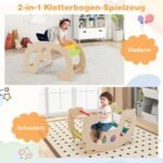 Medinis 2in1 supamas arkliukas ir laipiojimo lankas vaikams (Natūrali)