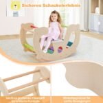 Medinis 2in1 supamas arkliukas ir laipiojimo lankas vaikams (Natūrali)