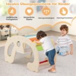 Medinis 2in1 supamas arkliukas ir laipiojimo lankas vaikams (Natūrali)