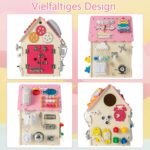 Medinis vaikiškas aktyvumo namelis su daiktų laikymo erdve (Rožinė)