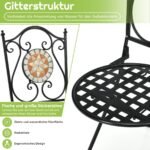 Sulankstomas mozaikinių kėdžių komplektas (2 vnt.) metalinis su atlošu (Juoda)