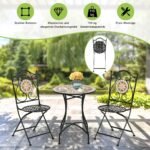 Sulankstomas mozaikinių kėdžių komplektas (2 vnt.) metalinis su atlošu (Juoda)