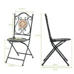 Sulankstomas mozaikinių kėdžių komplektas (2 vnt.) metalinis su atlošu (Juoda)
