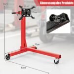 Variklio stovas su 360° sukimosi funkcija ir 4 reguliuojamomis tvirtinimo svirtimis 340 kg talpos (Raudona)