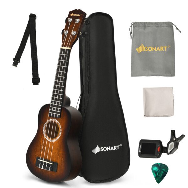 Ukulėlė su priedais 53 cm (Ruda)