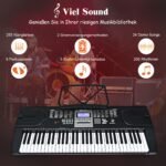 Elektroniniai 61 klavišo klavišiniai su mikrofonu (Juoda ir balta)