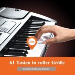 Elektroniniai 61 klavišo klavišiniai su mikrofonu (Juoda ir balta)