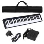 Skaitmeninis pianinas su 61 klavišu ir „Bluetooth“ (Juoda ir balta)