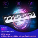 Skaitmeninis pianinas su 61 klavišu ir „Bluetooth“ (Juoda ir balta)