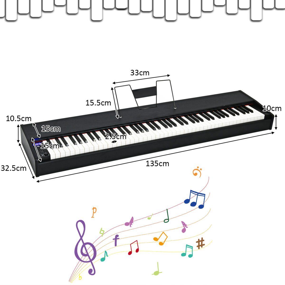 Elektrinis pianinas su 88 klavišais ir USB (Juoda ir balta)