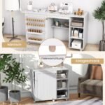 Sulankstomas multifunkcinis siuvimo stalas su laikymo lentynomis (Balta)