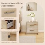 Naktinis staliukas su dviem stalčiais (Natūrali)