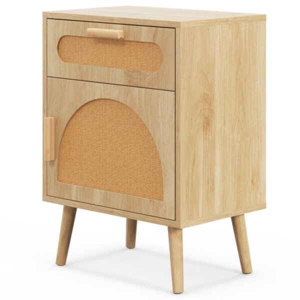 Skaidri spintelė su rotango stalčiumi ir durelėmis (Natūrali)