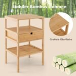 Bambukinė naktinė spintelė su stalčiumi ir lentynomis (Natūrali)