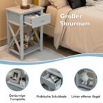 Modernus X formos naktinis staliukas su stalčiumi (Pilka)