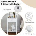 Stilingas X formos staliukas su stalčiumi ir apatine lentyna (Balta)