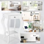 Modernus naktinis staliukas su stalčiumi ir atviru skyriumi (Balta)