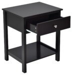 Kompaktiškas naktinis staliukas su stalčiumi ir lentyna (Juoda)
