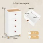 Balta komoda su keturiais stalčiais ir nuimamu organizatoriumi (Balta)