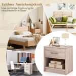 Kompaktiškas naktinis staliukas su stalčiumi ir atviru skyriumi (Natūrali)