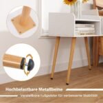 Modernus naktinis staliukas su atvira daiktadėže ir metalinėmis kojomis (Balta)