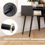 Stalelis su atviru skyriumi ir metalinėmis kojomis 50 x 32 x 58 cm (Juoda)