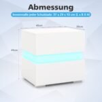 Naktinis staliukas su LED apšvietimu ir dviem stalčiais (Balta)