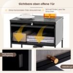 Stalelis su metaliniu rėmu ir atvira lentyna (Juoda)