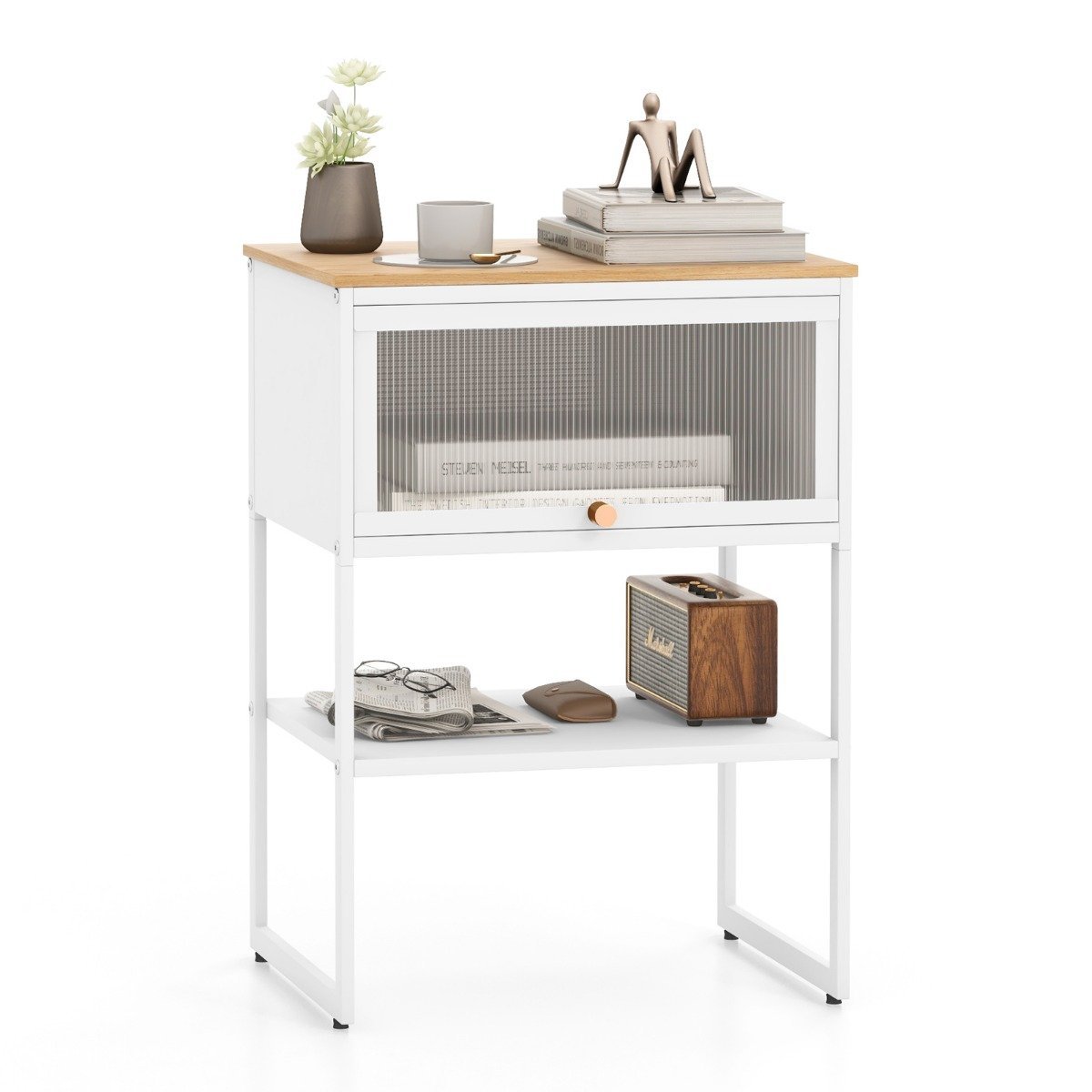 nachttisch-beistelltisch-jv11057wh_12_ Stalelis su metaliniu rėmu ir atvira lentyna (Balta)