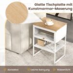 Stalelis su metaliniu rėmu ir atvira lentyna (Balta)