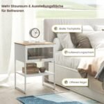 Stalelis su metaliniu rėmu ir atvira lentyna (Balta)