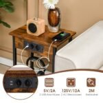 Kompaktiškas naktinis staliukas su integruota įkrovimo stotele (Ruda)