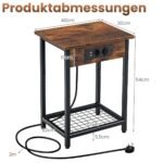 Kompaktiškas naktinis staliukas su integruota įkrovimo stotele (Ruda)