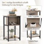 Trijų lygių dizainerio staliukas su metaline konstrukcija ir reguliuojamomis kojelėmis (Pilka)