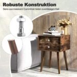 Daugiafunkcis medinis naktinis staliukas su stalčiais (Ruda)
