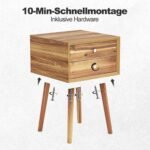 Kompaktiškas medinis naktinis staliukas su dviem stalčiais (Natūrali)