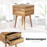 Kompaktiškas medinis naktinis staliukas su dviem stalčiais (Natūrali)