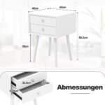 Stalelis su medinėmis kojelėmis ir dviem stalčiais (Balta)