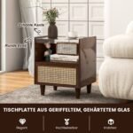 Stalelis naktinis su stalčiumi iš bambuko ir rotango (Ruda)