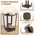 Apvalus dviejų aukštų staliukas metaliniu rėmu (Riešuto)