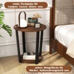 Apvalus dviejų aukštų staliukas metaliniu rėmu (Riešuto)