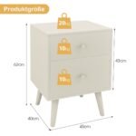 Naktinis staliukas su dviem stalčiais ir medinėmis kojomis (Balta)