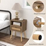 Naktinis staliukas su stalčiumi ir atviru skyriumi (Natūrali)