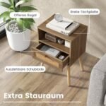 Naktinis staliukas su stalčiumi ir atviru skyriumi (Natūrali)