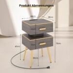 Naktinis staliukas su integruota įkrovimo stotele ir LED apšvietimu (Pilka)